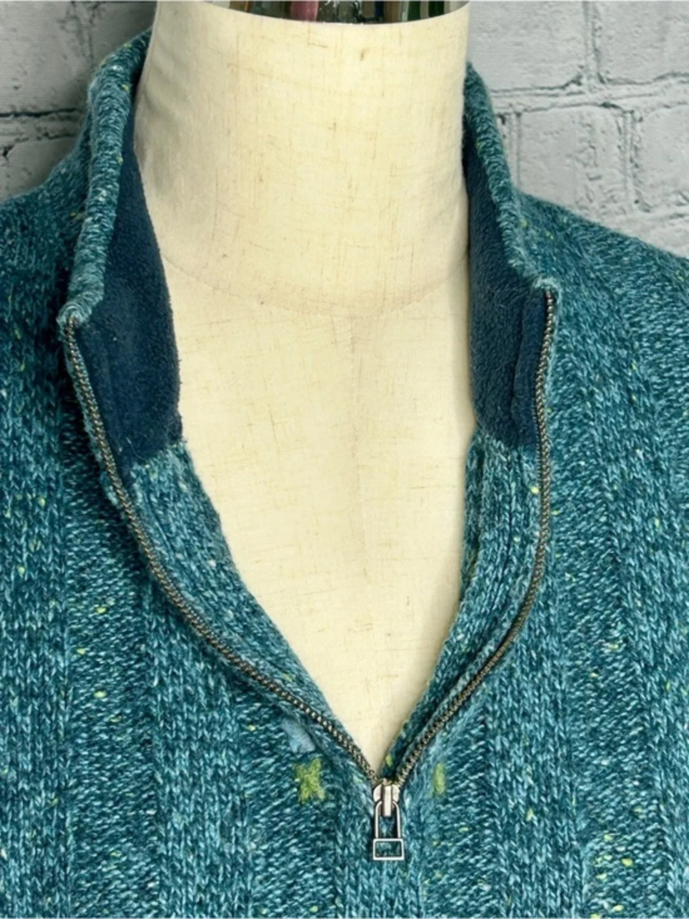 Vintage Woolrich Sweater Womens Large Wool Blend Quarter Zip Mock Neck Blue USA